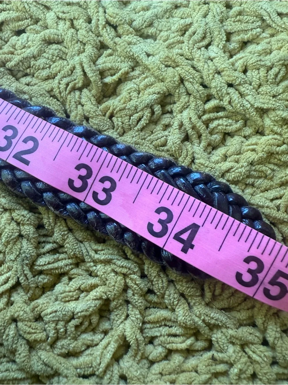 Vintage Dark Brown Braided Leather Belt with Metal Buckle